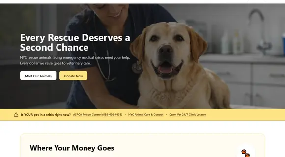 Emergency pet donation website