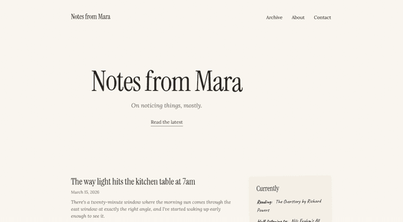 Personal blog template homepage