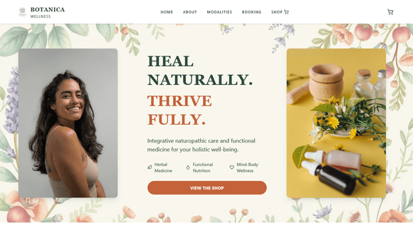 Naturopath website homepage