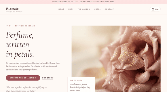 Perfume website template homepage
