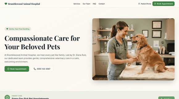 Veterinary website template homepage