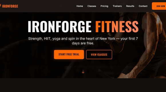 Gym and fitness studio website