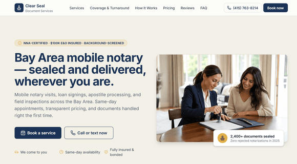 Notary website template homepage