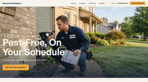 Pest control website template homepage