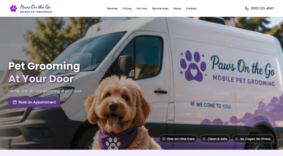 Mobile pet grooming website template