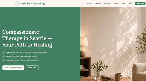 Counseling website template homepage