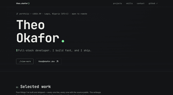 Web developer portfolio homepage