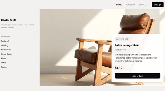 Sleek ecommerce website