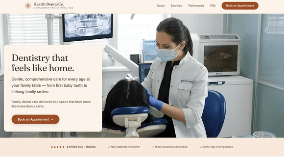 Dental website template homepage