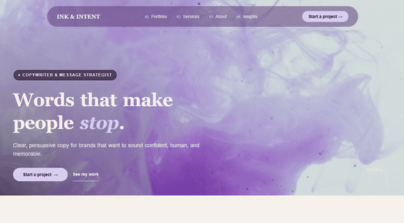 Copywriter portfolio website