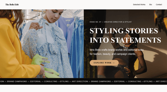 Creative director portfolio template homepage