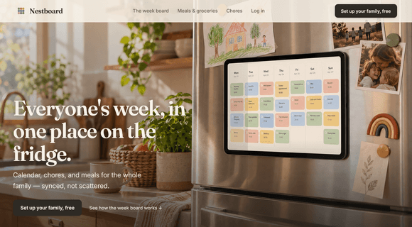 Family organizer app homepage