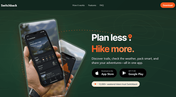 Mobile app landing page