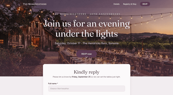 Event RSVP website template