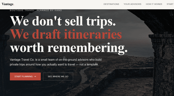 Travel agency website template homepage