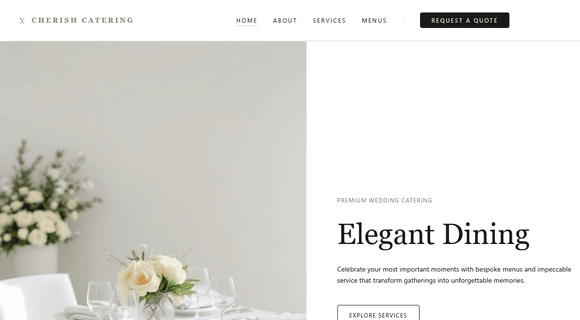 Catering website template homepage